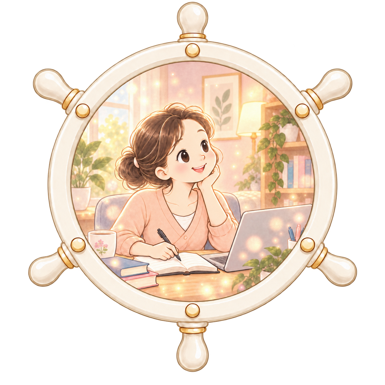 女性が机で記録する